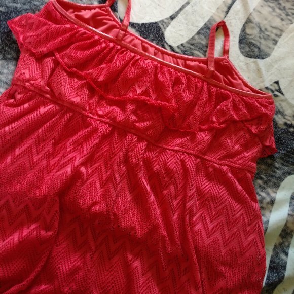 Deb Coral High/Low Chevron Mesh Dress 2X - Picture 5 of 10